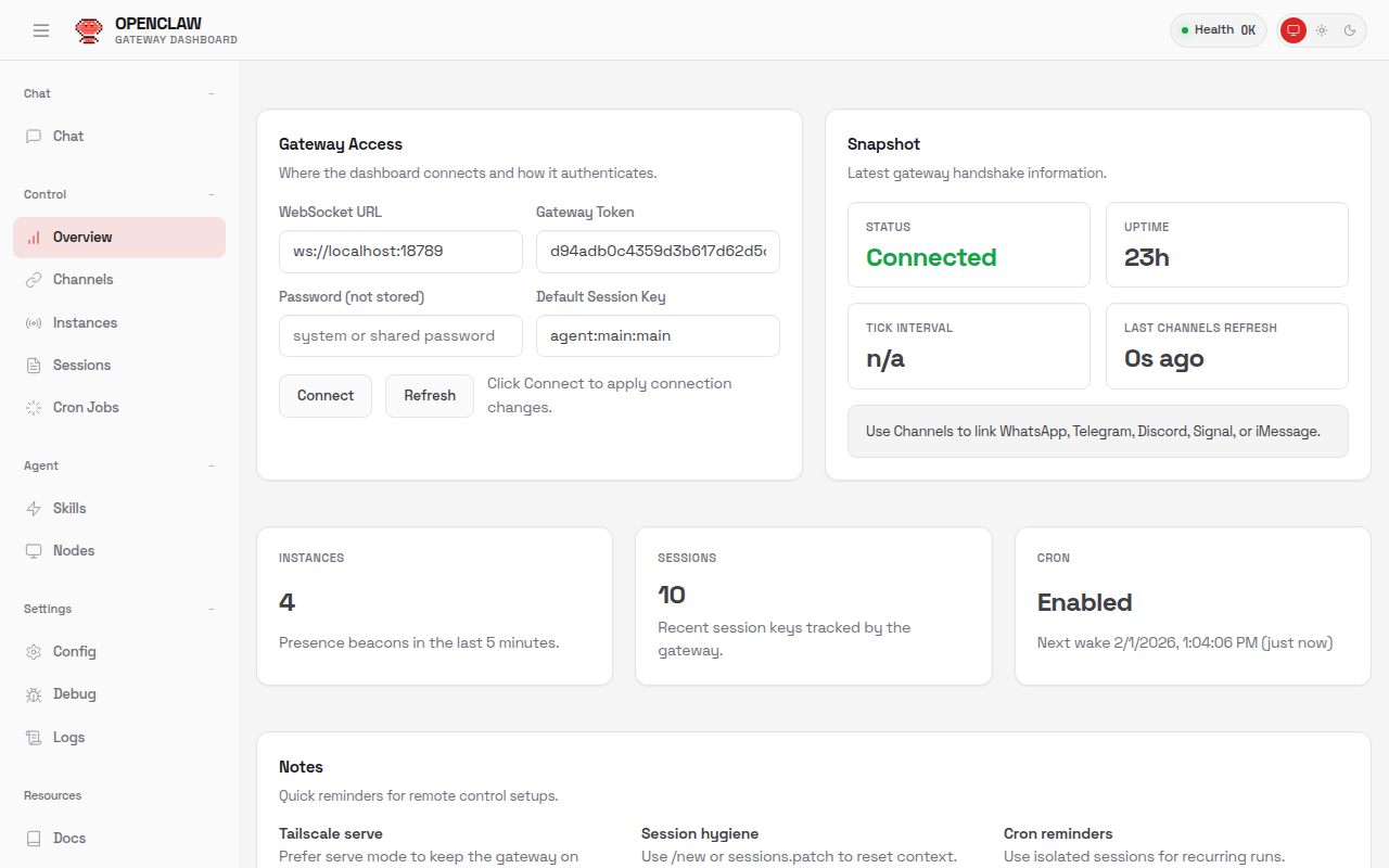 OpenClaw Dashboard - overview
